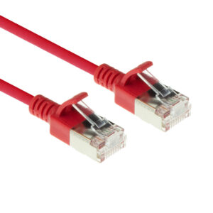 ACT Rode 0,15 meter LSZH U/FTP CAT6A datacenter slimline patchkabel snagless met RJ45 connectoren