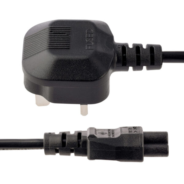 StarTech.com 1m UK Laptop Stroomkabel, BS 1363 to C5 (Clover Leaf), 2.5A 250V, 18AWG, UK Laptop Vervangkabel, Printer Voedingska - Afbeelding 3