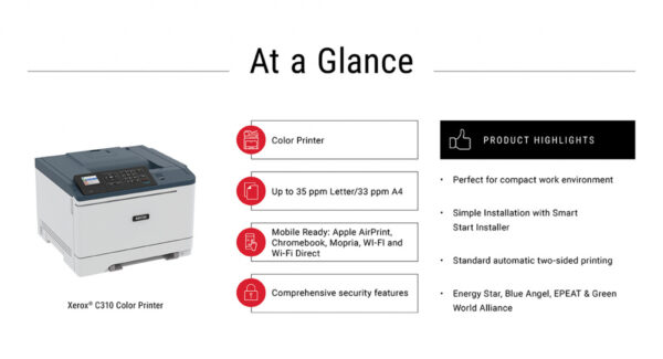 Xerox C310 A4 33 ppm draadloze dubbelzijdige printer PS3 PCL5e6/6 2 laden totaal 251 vel - Afbeelding 12