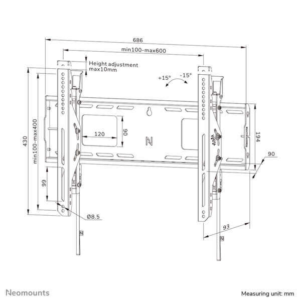 Neomounts WL35-750BL16 Heavy duty muurbeugel 42-86" - kantelbaar - vergrendelbaar - snelle installatie - TÜV - Afbeelding 17
