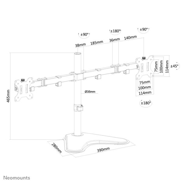 Neomounts FPMA-D550DDBLACK Monitorstandaard 10-32" - Afbeelding 11