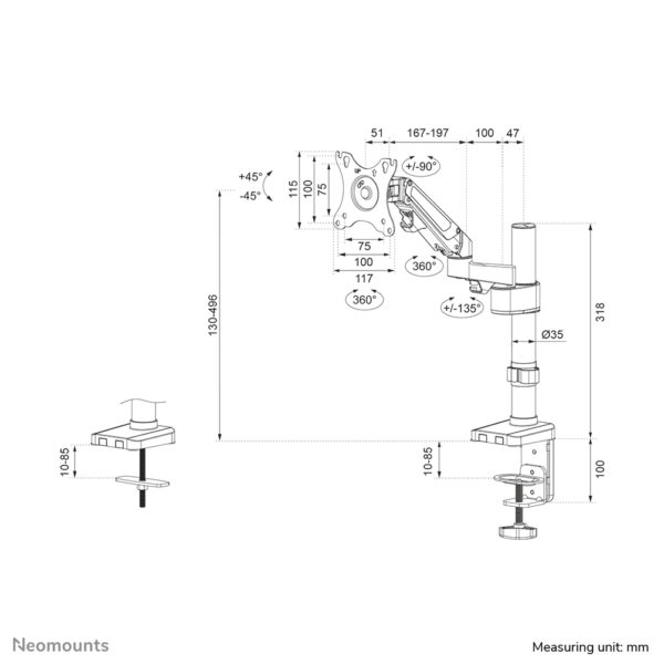 Neomounts DS70-750BL1 Monitorarm 17-27" - gasveer - Afbeelding 19