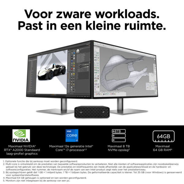 HP Z2 Mini G9 Intel® Core™ i7 i7-14700 16 GB DDR5-SDRAM 512 GB SSD NVIDIA T400 Windows 11 Pro Mini PC Workstation Zwart - Afbeelding 7