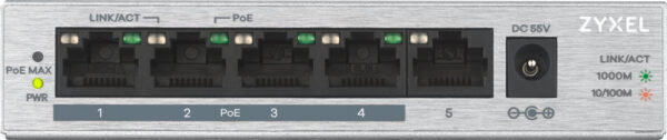 Zyxel GS1005HP Unmanaged Gigabit Ethernet (10/100/1000) Power over Ethernet (PoE) Zilver - Afbeelding 2