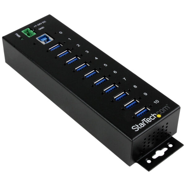 StarTech.com 10-Port USB 3.0 Hub - 5Gbps - Metalen Industriële USB-A Hub met ESD & Overspanningsbeveiliging - Din Rail, Muur of