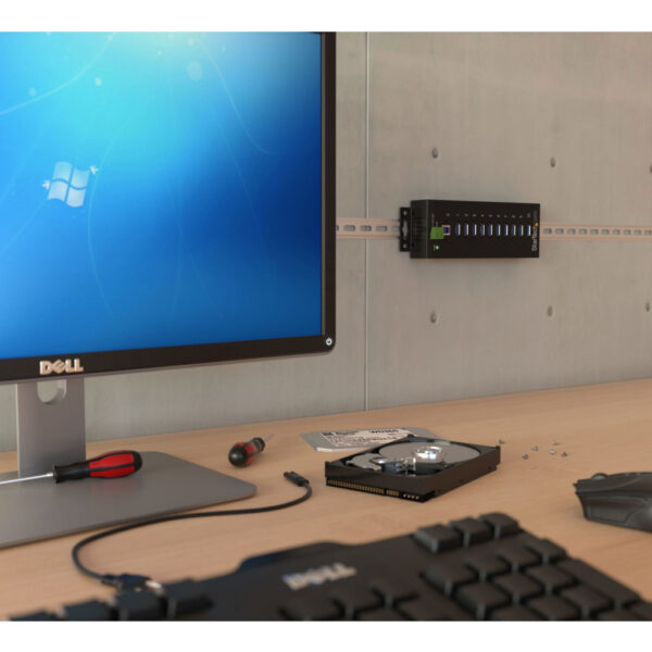 StarTech.com 10-Port USB 3.0 Hub - 5Gbps - Metalen Industriële USB-A Hub met ESD & Overspanningsbeveiliging - Din Rail, Muur of - Afbeelding 3