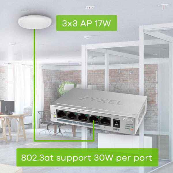 Zyxel GS1005HP Unmanaged Gigabit Ethernet (10/100/1000) Power over Ethernet (PoE) Zilver - Afbeelding 5