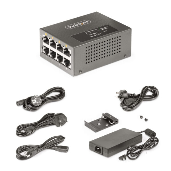 StarTech.com 4-Port Multi-Gigabit PoE++ Injector, 5/2.5/1G Ethernet (NBASE-T), PoE/PoE+/PoE++ (802.3af/802.3at/802.3bt), 160W Po - Afbeelding 12
