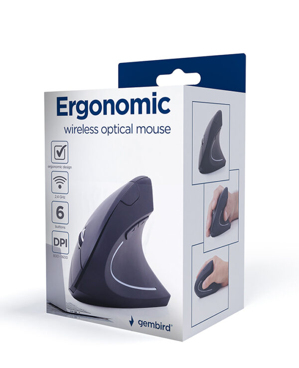 Gembird MUSW-ERGO-01 muis Kantoor Rechtshandig RF Draadloos Optisch 1600 DPI - Afbeelding 2