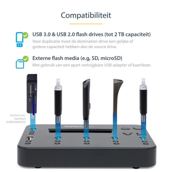 StarTech.com Standalone 1 naar 5 USB Thumb Drive Cloner en Wisser, Multiple USB Flash Drive Kloner,System/File/Whole-Drive Copy - Afbeelding 6