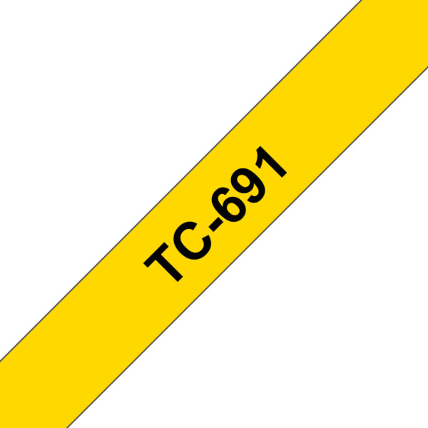 Brother TC-691 labelprinter-tape Zwart op geel