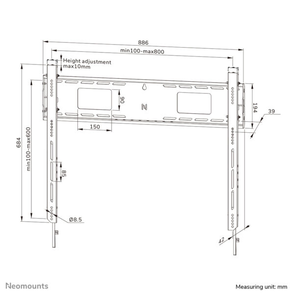 Neomounts WL30-750BL18 Heavy duty muurbeugel 43-98" - vlak - vergrendelbaar - snelle installatie - TÜV - Afbeelding 17