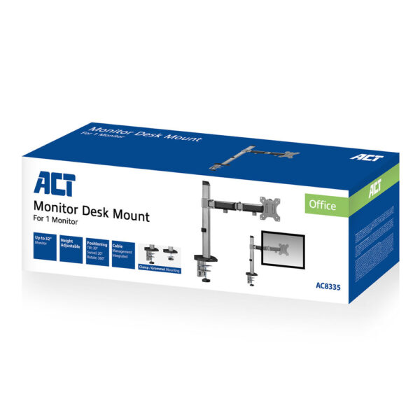 ACT Monitorarm 32" office, 1 scherm, zilver - Afbeelding 5