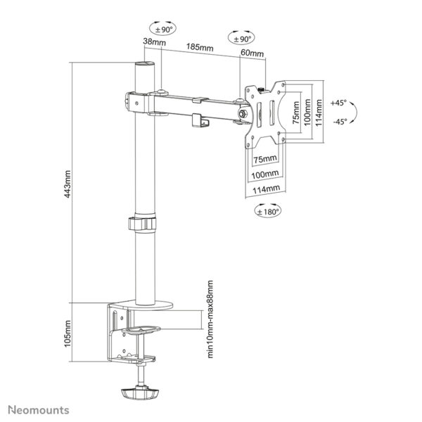 Neomounts FPMA-D540BLACK Monitorarm 13-32" - Afbeelding 15