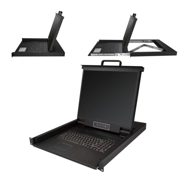 StarTech.com Single Port KVM Rack Console, KVM Switch met 19" LCD Scherm voor Server Rack, Universele 1U LCD KVM Lade met Kabels - Afbeelding 2