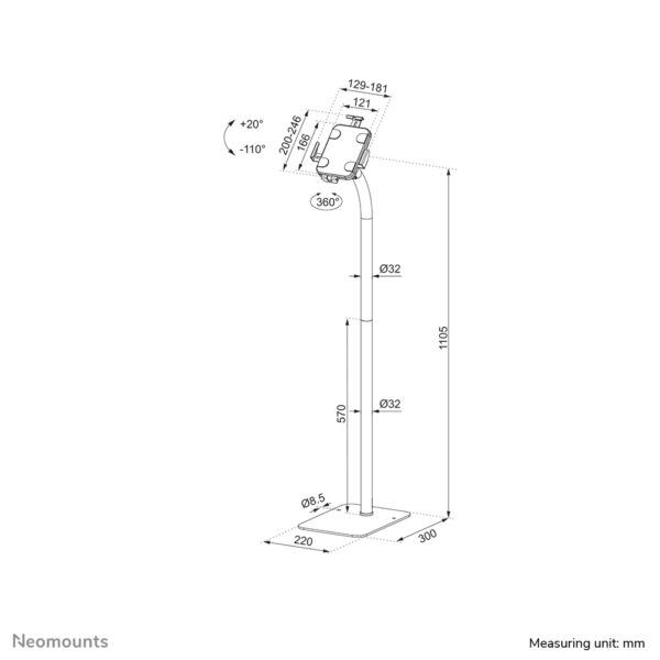 Neomounts FL15-625WH1 Tablet vloerstandaard 7.9-11" - vergrendelbaar - universeel - Afbeelding 19