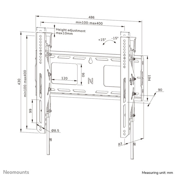 Neomounts WL35-750BL14 Heavy duty muurbeugel 32-75" - kantelbaar - vergrendelbaar - snelle installatie - TÜV - Afbeelding 17