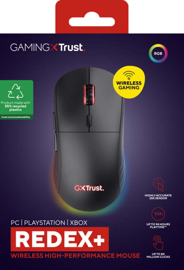 Trust GXT 927 Redex+ muis Gamen Rechtshandig RF Wireless + USB Type-A Laser 25600 DPI - Afbeelding 8