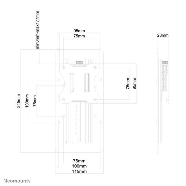 Neomounts FPMA-LIFT100BLACK Hoogteverstelbare VESA-adapter - universeel - Afbeelding 4