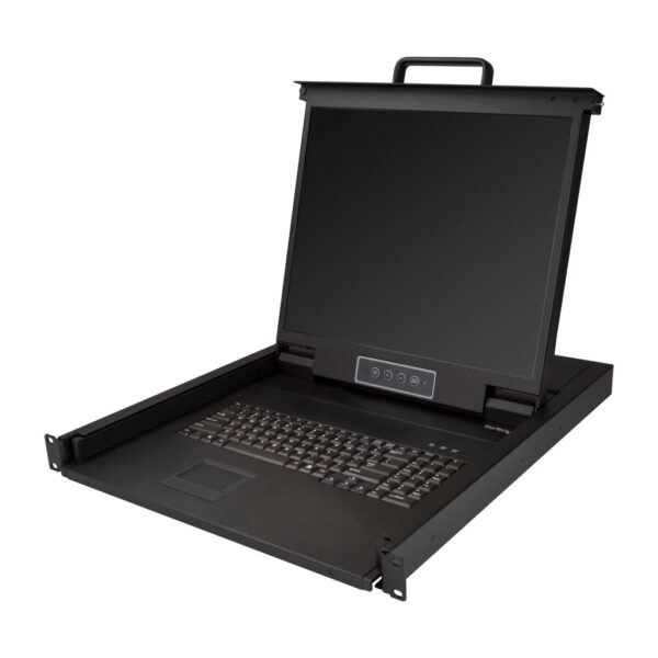 StarTech.com Single Port KVM Rack Console, KVM Switch met 19" LCD Scherm voor Server Rack, Universele 1U LCD KVM Lade met Kabels