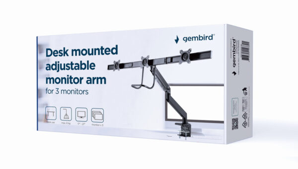 Gembird MA-DA3-03 flat panel bureau steun 68,6 cm (27") Zwart - Afbeelding 15