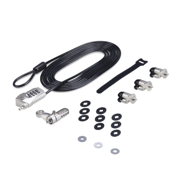 StarTech.com Kabelslot Kit voor Laptop/Desktop & Randapparatuur, Anti-diefstal Beveiligingsslot, K-Slot, 3m Stalen Kabel, 3 Appa