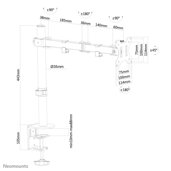 Neomounts FPMA-D550BLACK Monitorarm 10-32" - Afbeelding 16