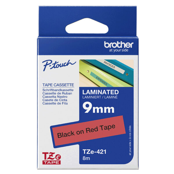 Brother TZE-421 labelprinter-tape Zwart op rood - Afbeelding 3
