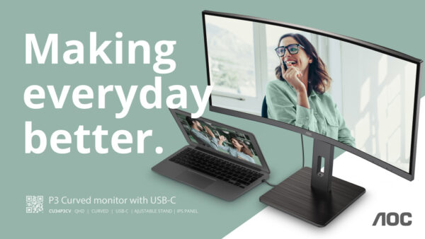 AOC CU34P3CV computer monitor 86,4 cm (34") 3440 x 1440 Pixels UltraWide Quad HD LED Zwart - Afbeelding 15