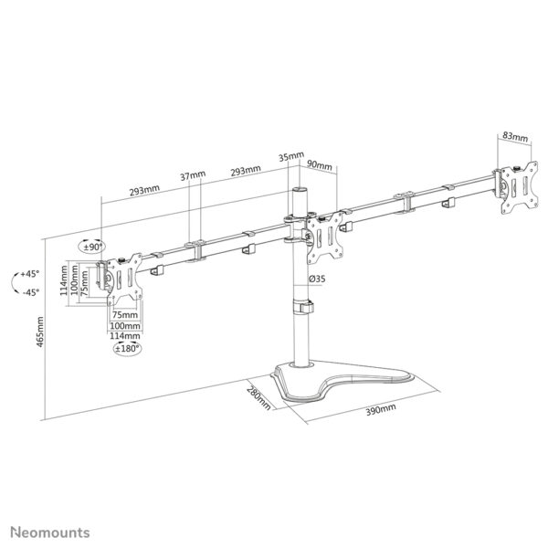 Neomounts FPMA-D550DD3BLACK Monitorstandaard 13-27" - Afbeelding 14