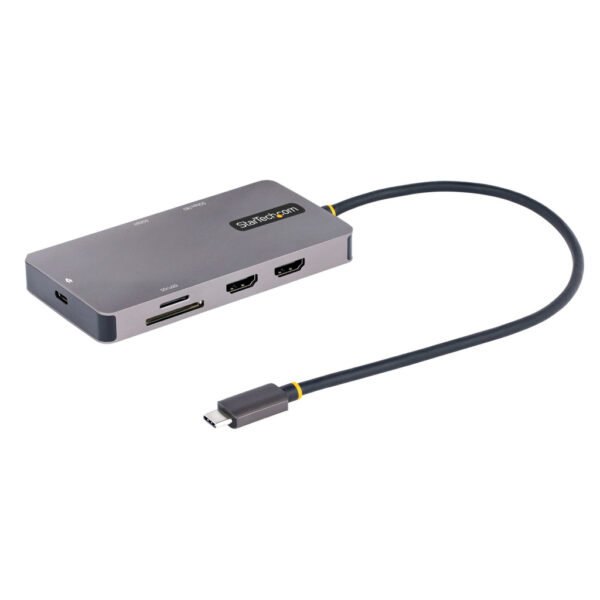 StarTech.com USB C Multiport Adapter, Dual HDMI Video, 4K 60Hz, 2 Port 5Gbps USB-A Hub, 100W Power Delivery Pass-Through, GbE, S
