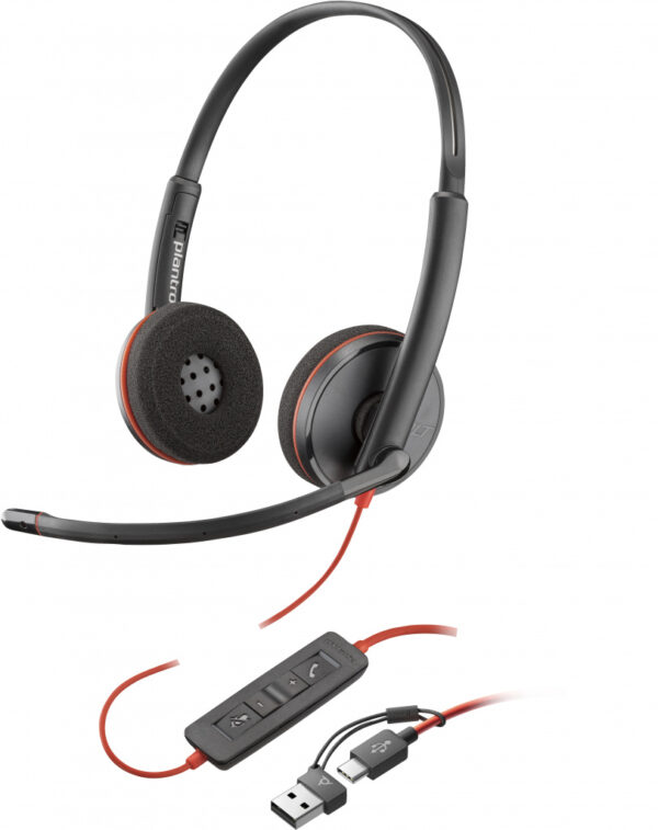 POLY Blackwire 3220 stereo USB-C-headset + USB-C/A-adapter (bulk) - Afbeelding 2