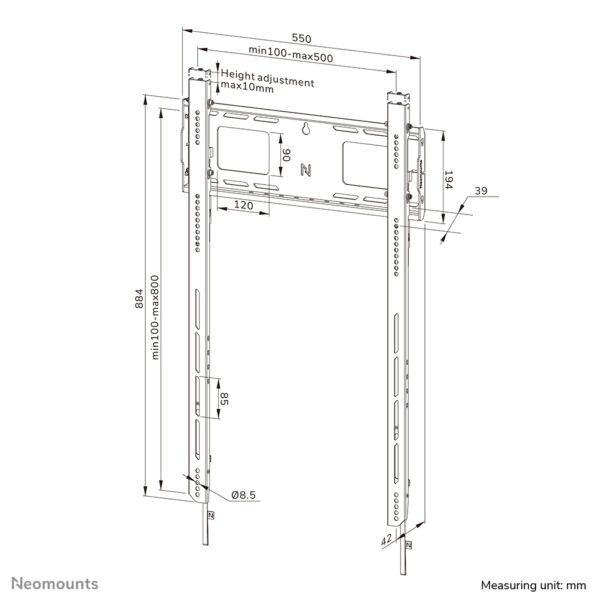 Neomounts WL30-750BL18P Heavy duty muurbeugel 50-98" - vlak - vergrendelbaar - portrait - snelle installatie - TÜV - Afbeelding 18