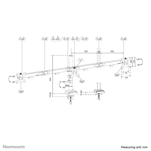 Neomounts DS60-600BL3 Monitorarm 10-27" - Quick-fix - 180°-stop - Afbeelding 17