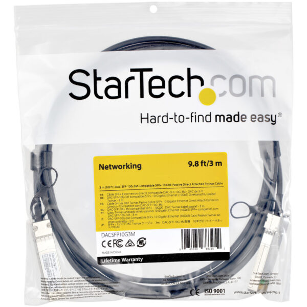 StarTech.com Dell EMC DAC-SFP-10G-3M compatibel - SFP+ Direct Attach kabel - Twinax - SFP+ koper kabel DAC passief 10 Gbps - Afbeelding 2