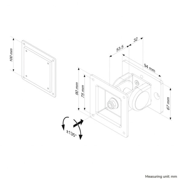 Neomounts FPMA-DTBW100 Toolbar monitorbeugel 10-30" - kantelen en roteren - Afbeelding 2