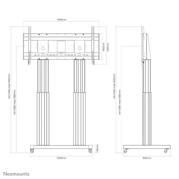 Neomounts PLASMA-M2600BLACK TV trolley 70-120" - gemotoriseerd - Afbeelding 6