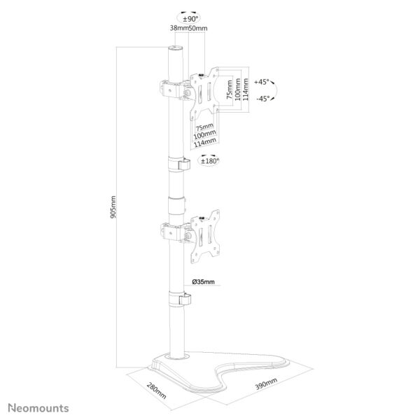 Neomounts FPMA-D550DDVBLACK Monitorstandaard 10-32" - verticale montage - Afbeelding 3