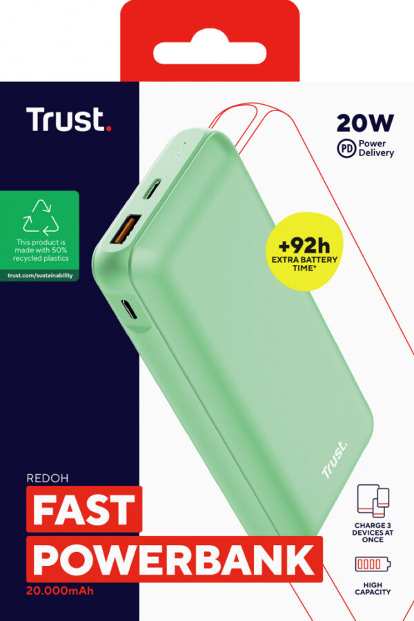 Trust Redoh Lithium-Ion (Li-Ion) 20000 mAh Groen - Afbeelding 6