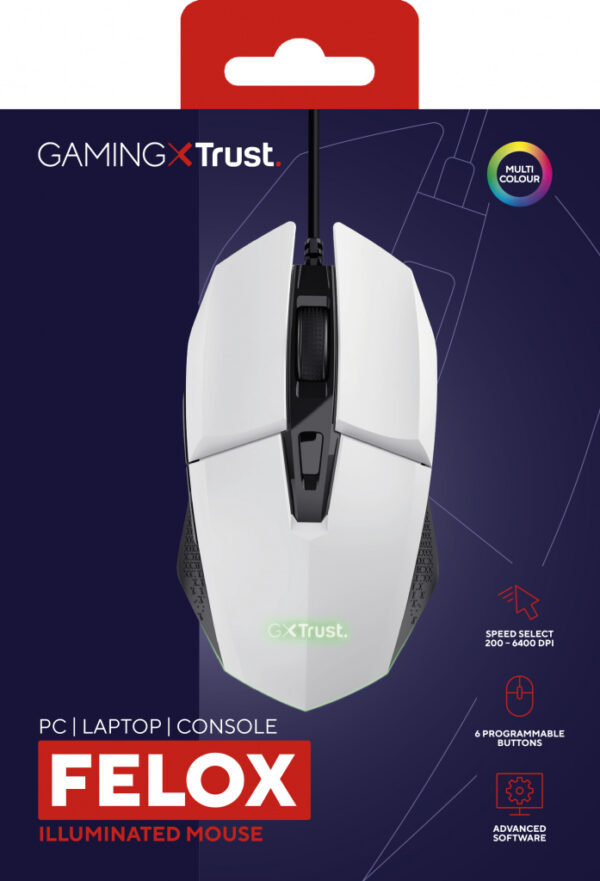 Trust GXT 109W Felox muis Gamen Rechtshandig USB Type-A Optisch 6400 DPI - Afbeelding 7