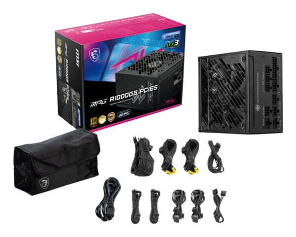 MSI MPG A1000GS PCIE5 power supply unit 1000 W 24-pin ATX ATX Zwart - Afbeelding 4