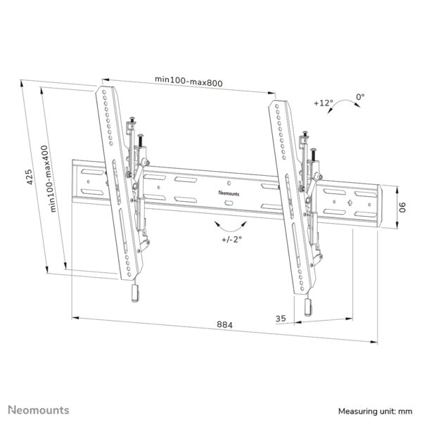 Neomounts WL35S-850BL18 TV-beugel wand 43-86" - kantelbaar - vergrendelbaar - snelle installatie - Afbeelding 19