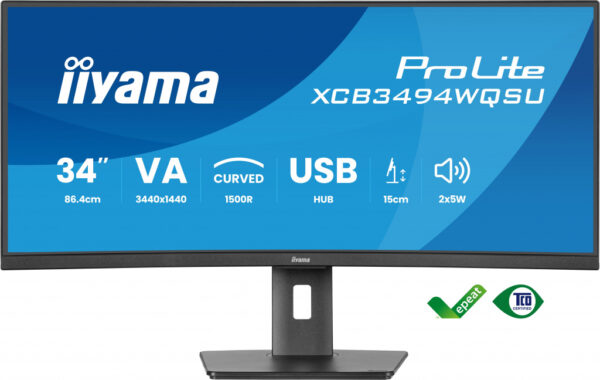 iiyama ProLite XCB3494WQSU-B1 computer monitor 86,4 cm (34") 3440 x 1440 Pixels UltraWide Quad HD LED Zwart - Afbeelding 2