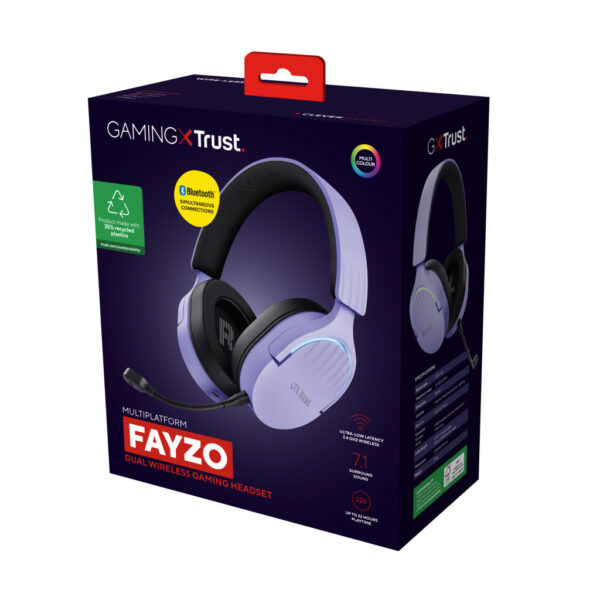 Trust GXT 491P FAYZO Headset Bedraad en draadloos Hoofdband Gamen USB Type-A Bluetooth Zwart, Paars - Afbeelding 15