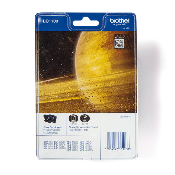 Brother LC1100BKBP2 inktcartridge 2 stuk(s) Origineel Zwart