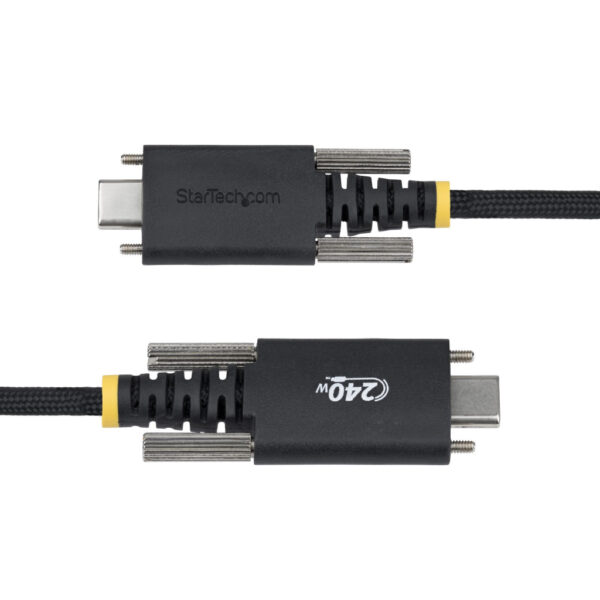 StarTech.com 3m USB-C Laadkabel met Zijschroefvergrendeling, 240W (5A) PD EPR, Siliconen Mantel met Gevlochten Nylon, USB 2.0 La - Afbeelding 4