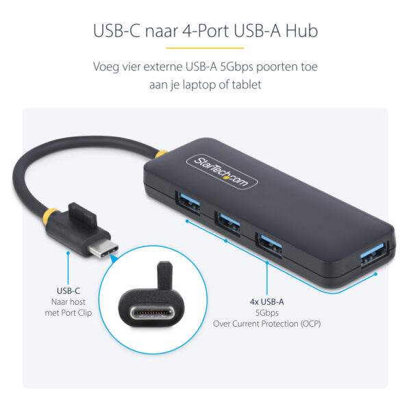 StarTech.com 4-Port USB-C Hub, 5Gbps, USB-C naar 4x USB-A, Bus Powered, Compacte Travel Mini USB Hub, Multi-Port USB 3.0 Splitte - Afbeelding 13