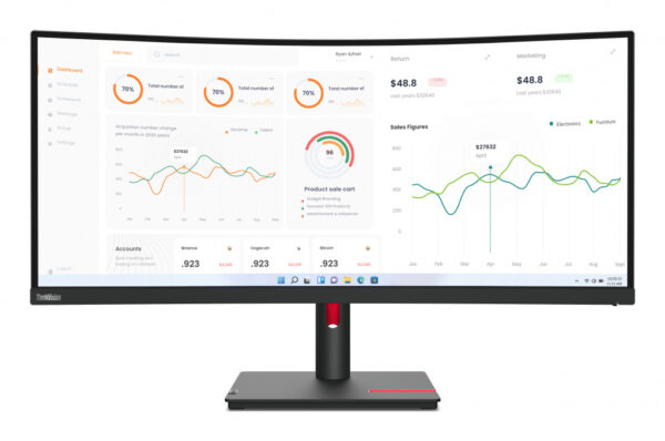 Lenovo ThinkVision T34w-30 LED display 86,4 cm (34") 3440 x 1440 Pixels Wide Quad HD Zwart - Afbeelding 2