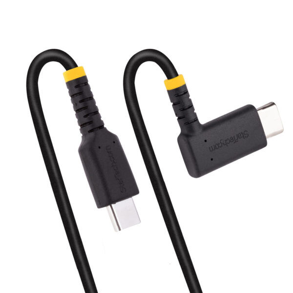 StarTech.com 1m USB-C Oplaadkabel, Haakse USB-C Kabel, 60W PD 3A, Robuuste Fast Charge USB-C Kabel, USB 2.0 Type-C, USB Laadkabe - Afbeelding 4