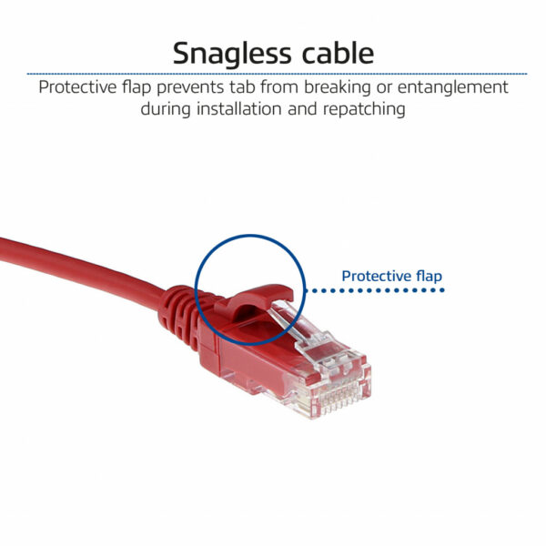ACT Rode 0.5 meter LSZH U/UTP CAT6 datacenter slimline patchkabel snagless met RJ45 connectoren - Afbeelding 5